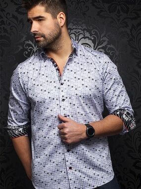 AU NOIR geometric print purple shirt!